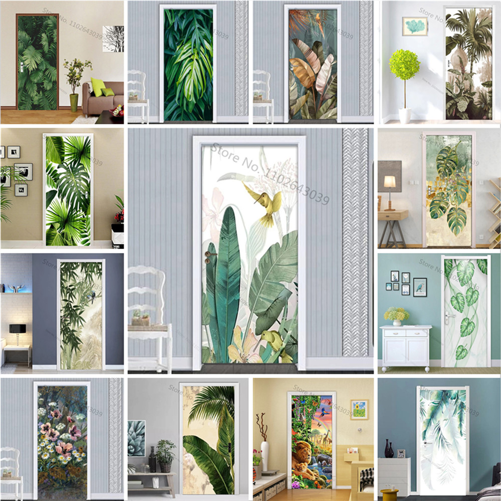 Home Creation Bathroom - Samoprzylepny Plantain Green Leaves Naklejka na